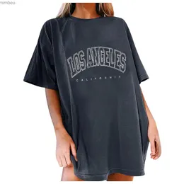 Kadın T-Shirt Büyük Boy T-Shirt Kadın Baskılı Bluzlar Y2K Giyim Los Angeles Mektupları Vintage Moda Gevşek Küleyler Kısa Kollu Topsc24319