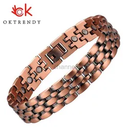 Bangle Octrends Pure Copper Magnetic Pain Relief Bracelet For Men Therapy Magnets Bracelet Link Chain Women Healthcare Jewelry Wholesale 240319