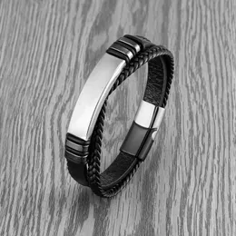 Bangle 2021 novo brilhante multicolor aço inoxidável simples moda pulseira masculina 3 camadas 8-cruz cabo de couro charme pulseira 240319