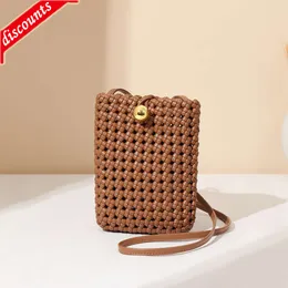 Store High Quality Design Bag Vertical Mobile Phone Small Square Fashionable Handcrafted Woven Versatile and Simple One Shoulder Diagonal Cross