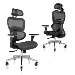 Nouhaus ergo3d ergonomik lomber destek örgü 4D ayarlanabilir kolçak criss haç tekerlekler oyun başkanlık sandalyesi rahat ofis sandalyesi (siyah)