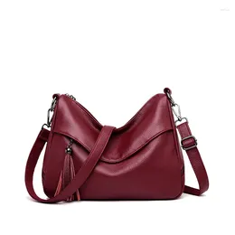 Totes Tassel Shoulder Crossbody Bag Luxury Handväskor Big Size äkta läderväskor för Women Messenger Lady