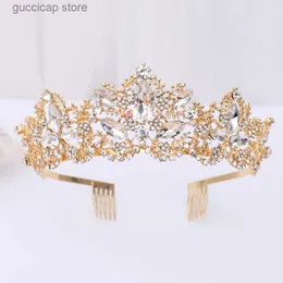 Tiaras 2020 웨딩 크라운 Tiara Crystal Diadema Bridal Headpiece Tiaras와 Crowns Gold Bride Hair Jewelry Wedding Hair Accessories Y240319