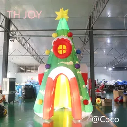 Remessa gratuita Atividades ao ar livre 8mh (26ft) Com o soprador Giant Giant Christmas Tree Inflable, casa de Natal inflável com luz para decoração001