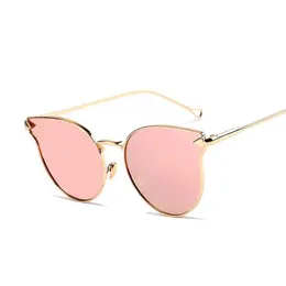 Óculos de sol redondos óculos de sol rosa ouro espelho 2023 nova chegada marca designer seta óculos de sol gato olho óculos praia moda hipsterl2403