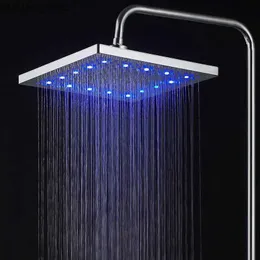 Banyo Duş Başlıkları 8 inç LED Üst Duş Başlığı Yüksek Basınçlı Yağış Kare Duş Sabit Duş Yok Piller Banyo Aksesuarları Y240319