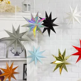 Party Decoration 30cm Nine Tip Paper Stars Flower Crafts For Wedding Kids Birthday DIY Decorations Bedroom Wall Hollow Christmas Tree