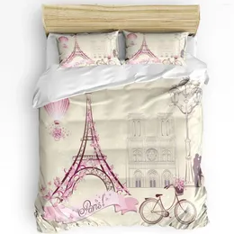 Conjuntos de cama 3 pcs / conjunto França Paris Torre Balão de Ar Bicicleta Retro Duveta Capa Fronha Menino Criança Adolescente Menina Capas