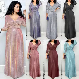 Ethnic Clothing African Maxi Dresses For Women Plus Size Evening Party Long Africa Elegant Kaftan Muslim Chiffon 230207