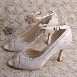Dress Shoes Wedopus Custom Handmade Women Ankle Strap Open Toe Lace Wedding For Bride White