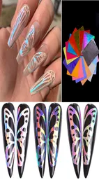 16 pz/lotto Colorato Nail Art Sticker 3d Farfalla Fuoco Fiamma Foglia Olografica Unghie Foil Adesivi Decalcomanie FAI DA TE Glitter Decorazioni6584284