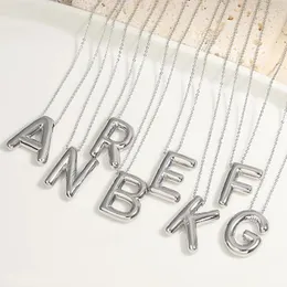 Pendant Necklaces Chunky Alphabet Balloon Letter Necklace A-Z Name Silver Color Bubble For Family Women Men Fashion Jewelry Gifts