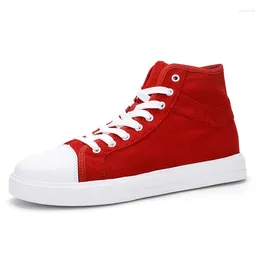 Casual Shoes Unisex Canvas Women's High Top Vulcanized Size 35-44 Fashion Flat Yellow Red Sneaker Woman Zapatillas