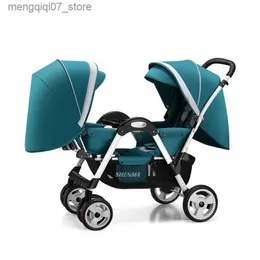 Kinderwagen# Zwillings-Kinderwagen, abnehmbar, zweiter Kinderwagen, hohe Sicht, verstellbarer Kleinkind-Kinderwagen, zusammenklappbarer Kinderwagen, 0 bis 3 Jahre, L240319