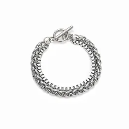 Mode-Design-Charm-Armbänder, DIY-Edelstahl-Doppelschicht-Armband für Männer mit einem hochwertigen und eleganten Temperament, leichtem Luxus-Stil, Ot-Schnalle, Fu Kui Br