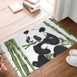 Tapetes de banho tapete para chuveiro decoração de casa bonito panda comendo pé de bambu dos desenhos animados toalete de secagem rápida antiderrapante tapete de banheiro
