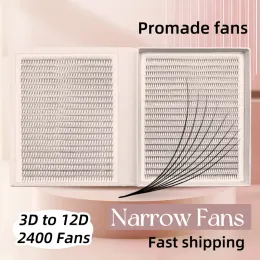 Eyelashes Narrow 2400 Fans Lashes XXL Mega Tray Premade Narrow Volume Fan Ultra Dark Pointy Base Promade Fans Eyelash Extensions Supplies