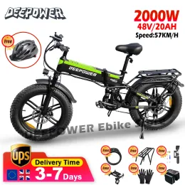 Bicycle DEEPOWER H20PRO Electric Bicycle 2000W 48V20AH Hydraulic brake Portable Adult Electric Mountain Bike 4.0 Fat Tire Folding Ebike