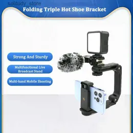 Stabilizers SANYK Folding mobile phone Vlog video stabilizer holder handheld shock-absorbing live broadcast including LED fill light microphone Q240319