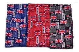 Sciarpe 2024 Vintage UK Flag Stampa Scialli Lunghi Londra e Lettera Sciarpa Avvolgente Hijab Silenziatore 3 Colori