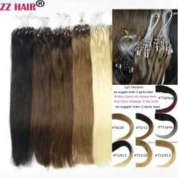 Extensions Zzhair 1G/S 16 "22" Maskingjord Remy Loop Micro Ring Hair 100% Human Hair Extensions Capsule Keratin Bead 50s Pack