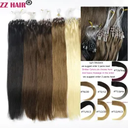 امتدادات Zzhair 1G/S 16 "22" صنعت آلة Remy Loop Micro Ring Hair 100 ٪ تمديدات الشعر البشرية كبسولة حزمة الكيراتين 50S