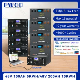 LiFePO4 48 V 100 Ah 5,12 kW Akkupack 51,2 V 200 Ah 280 Ah 6000 Zyklen Lithiumbatterie BMS CAN RS485 100 % Kapazität 10 Jahre Garantie