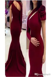 Cheap Simple Sexy Burgundy Mermaid Prom Dresses One Shoulder Pleats Floor Length Formal Dress Evening Gowns ogstuff vestidos Custo9463859