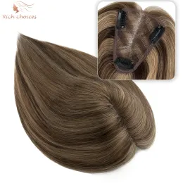 Toppers de cabelo humano com opções ricas, 8x10cm, base de renda atualizada, peças de cabelo para mulheres com extensões de cabelo desbastadas, postiços