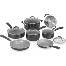 مجموعات أدوات الطهي مجموعة من 11 قطعة مجموعة Ceramica XT Black 733-30H