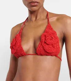2024 Costume da bagno bikini Costume da bagno fatto a mano all'uncinetto Costume da bagno da spiaggia fiore rosso per regali di San Valentino sexy da donna