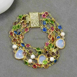 Bangle G-G 5 fios de pérolas brancas cultivadas cor cristal corrente rosário pulseira jóias com contas moda jóias presentes 240319