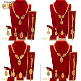 Charme pulseiras xuhuang etíope 24k cor de ouro conjuntos de colar de luxo para mulheres casamento árabe conjuntos de jóias de noiva dubai festa atacado presentes novo l240319