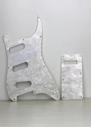 Vit skaldjur Färg SSS Electric Guitar PickGuard Back Plate 1ply med skruvar för 11 håls gitarrtillbehör6274293