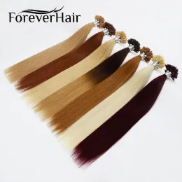 Extensions FOREVER HAIR U/ITip Nano Ring Remy Human Hair Extensions T Color Silky Straight Professional Salon Fusion Colorful Hair Style