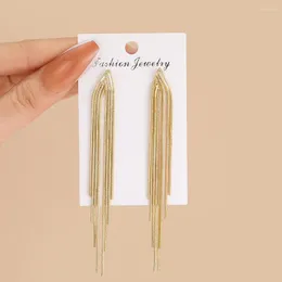 Dangle Earrings Korean Vintage Gold Bar long Thread long tassel drop for glossy arc Geometric Earringファッションジュエリー