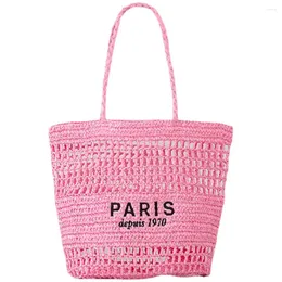 Totes Hand-Woven Summer Shoulder Bags Women Hollow Out Straw Weave Underarm Bag Ladies Large Capacity Embroidered Letter Knitting Tote