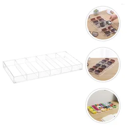 Dekorativa plattor transparent akryl 6-fack solglasögon förvaring Display Tray Organizer Rack Drawer Box Jewelry Holder Stand