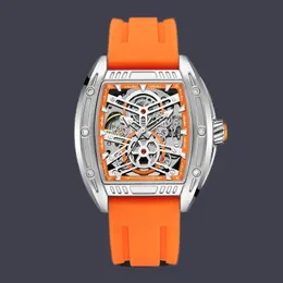 Moda movimento mecânico relógios pulseira de borracha banhado a prata relógio quadrado na moda casual relojes luminoso completo aço inoxidável relógio automático 2024 sb060 C4