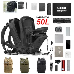 Bags 50L de grande capacidade Homens impertimensionados Exército Tactical Rucksacks Mochila 3P Softback de camping ao ar livre Campo