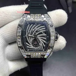 Hip Hop Men's Trend Wristwatch Diamond Diamond Watch Watch Barge Diamond Nates Hatse Black Rubber Strap Watch Automatic Mechanical W213X