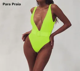 Para Praia Retro Swimsuit Monikini Bulted Swimwear for Women Sexy Bathing Suit Deep v Swimwear Thong Bodysuit 22012053119637163973