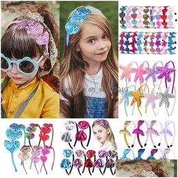 Party Decoration Sequin Hair Hoop Heart Shaped Headband Glitter Clip Bowknot Accessories For Girls And Women Birthday T9I002593 Drop D Dhzqa