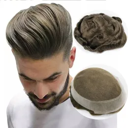 Toupees Toupees Australia Base French Lace with PU Around Men Toupee Comfortable Human Hair Wave Summer Replacement System Durable Male Ca