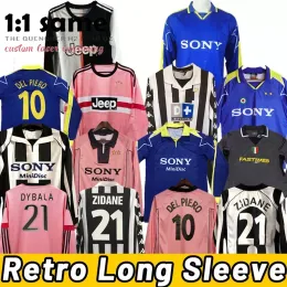 Långärmad retro del Piero Montero Soccer Jerseys Pink Platini Inzaghi Rossi Vieri Davids Football Shirt Juventus 15 16 95 96 97 98 99 00 1996 1997 2000 2003 2003 2004