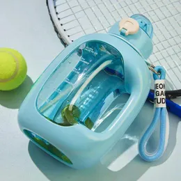 Vattenflaskor förtjockad kopp kroppsdesign 1500 ml läcksäker sportflaska med lanyard för utomhusaktiviteter BPA-fri PC-camping