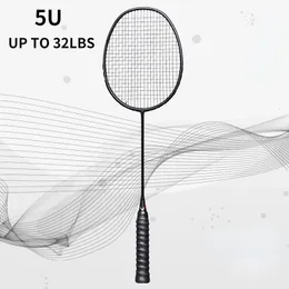 Ultralight Professional 5U 배드민턴 라켓 탄소 섬유 배드민턴 라켓 스포츠 경쟁 훈련 라켓 최대 32lbs 240304