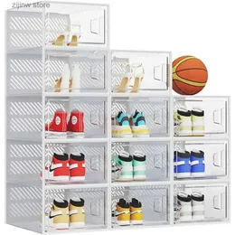 Storage Holders Racks Shoe rack organizer 12 packs of transparent plastic stackable shoe boxes and cabinets for living room furniture shoe racks and home furnishing