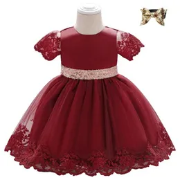 Girl039s Vestidos Simples Cor Sólida Princesa Traje Elegante Formal Crianças Vestido de Renda Para Girls2435379