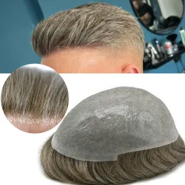 Toupees Mens Toupee Invisible Men Hair Replacement System Ultra Thin Skin 0,06mm All Vlooped Hairpiece Toupee for Men